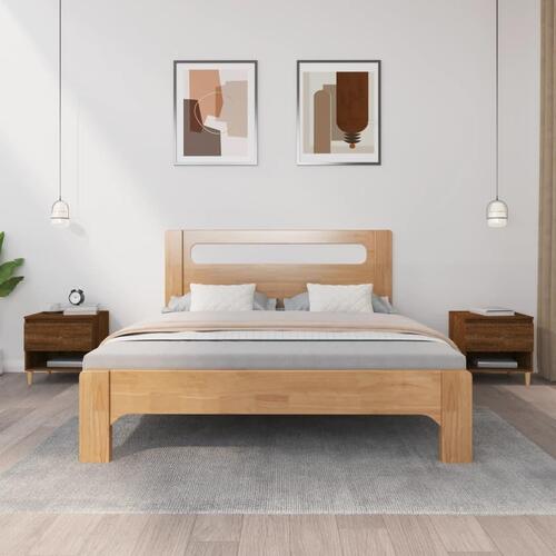 Sengeborde 2 stk. 50x46x50 cm konstrueret træ brunt egetræ