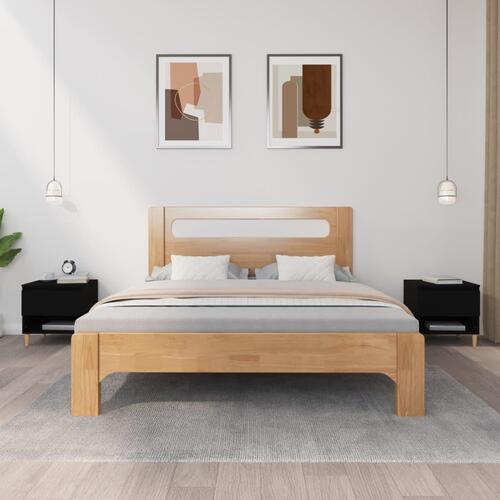 Sengeborde 2 stk. 50x46x50 cm konstrueret træ sort