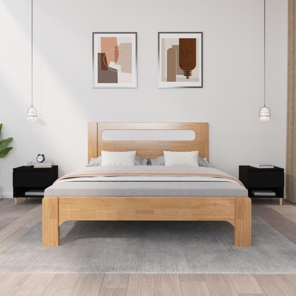 Sengeborde 2 stk. 50x46x50 cm konstrueret træ sort