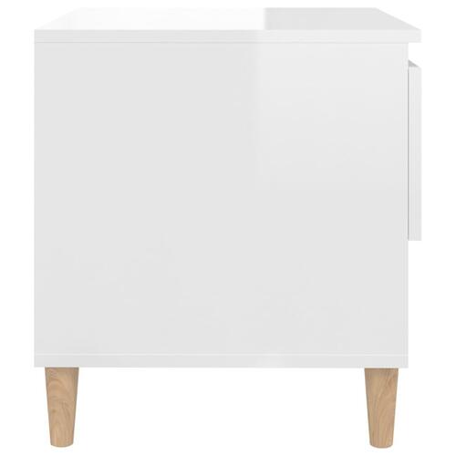 Sengeborde 2 stk. 50x46x50 cm konstrueret træ hvid højglans