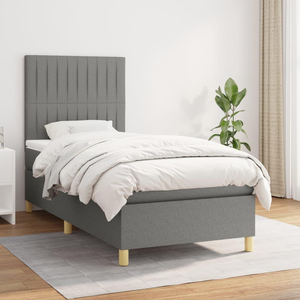 Kontinentalseng med madras 80x200 cm stof mørkegrå billede