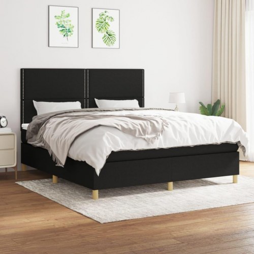 Kontinentalseng med madras 160×200 cm - stof, sort