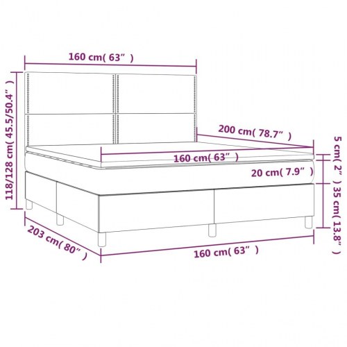 Kontinentalseng med madras 160×200 cm - stof, sort