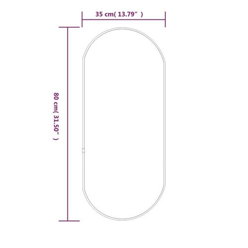 Vægspejl 80x35 cm oval sort