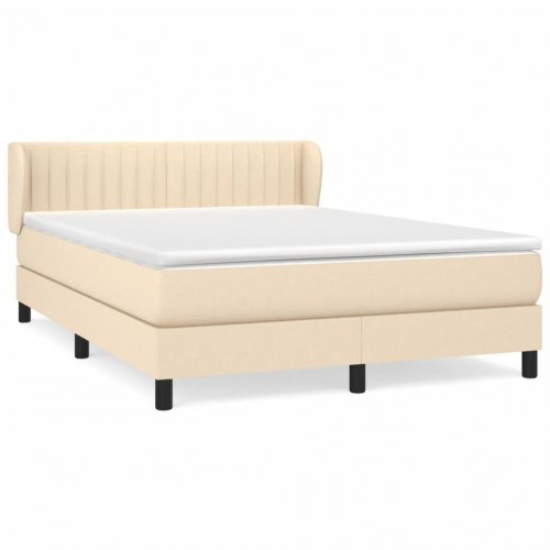 Kontinentalseng med madras 140×200 cm - stof, cremefarvet