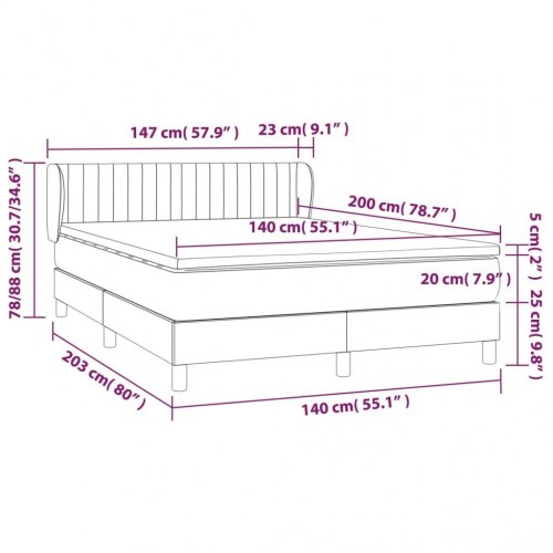 Kontinentalseng med madras 140×200 cm - stof, cremefarvet