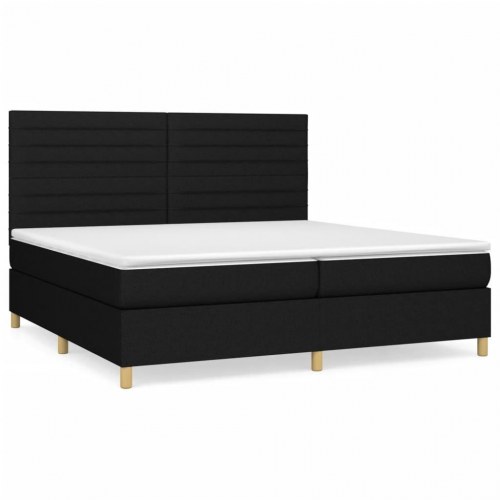 Kontinentalseng med madras 200x200 cm - stof, sort