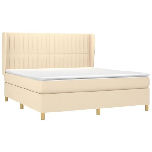 Kontinentalseng med pocketfjedermadras 180x200 cm - stof, creme