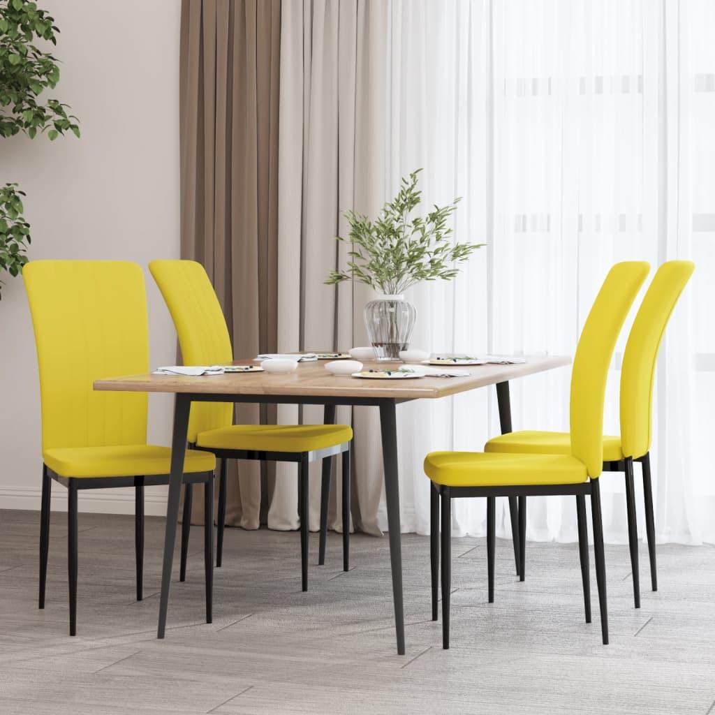 Spisebordsstole 4 stk. velour sennepsgul