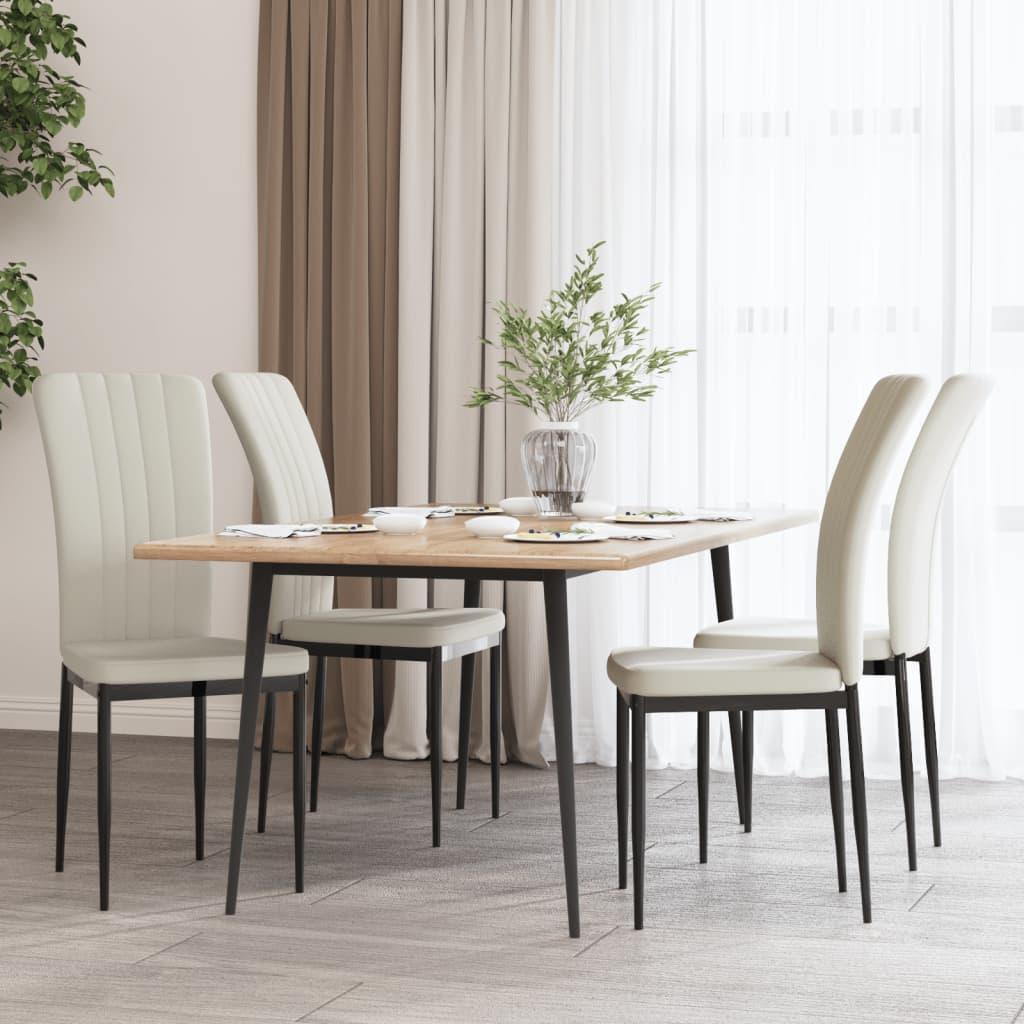 Spisebordsstole 4 stk. velour cremefarvet