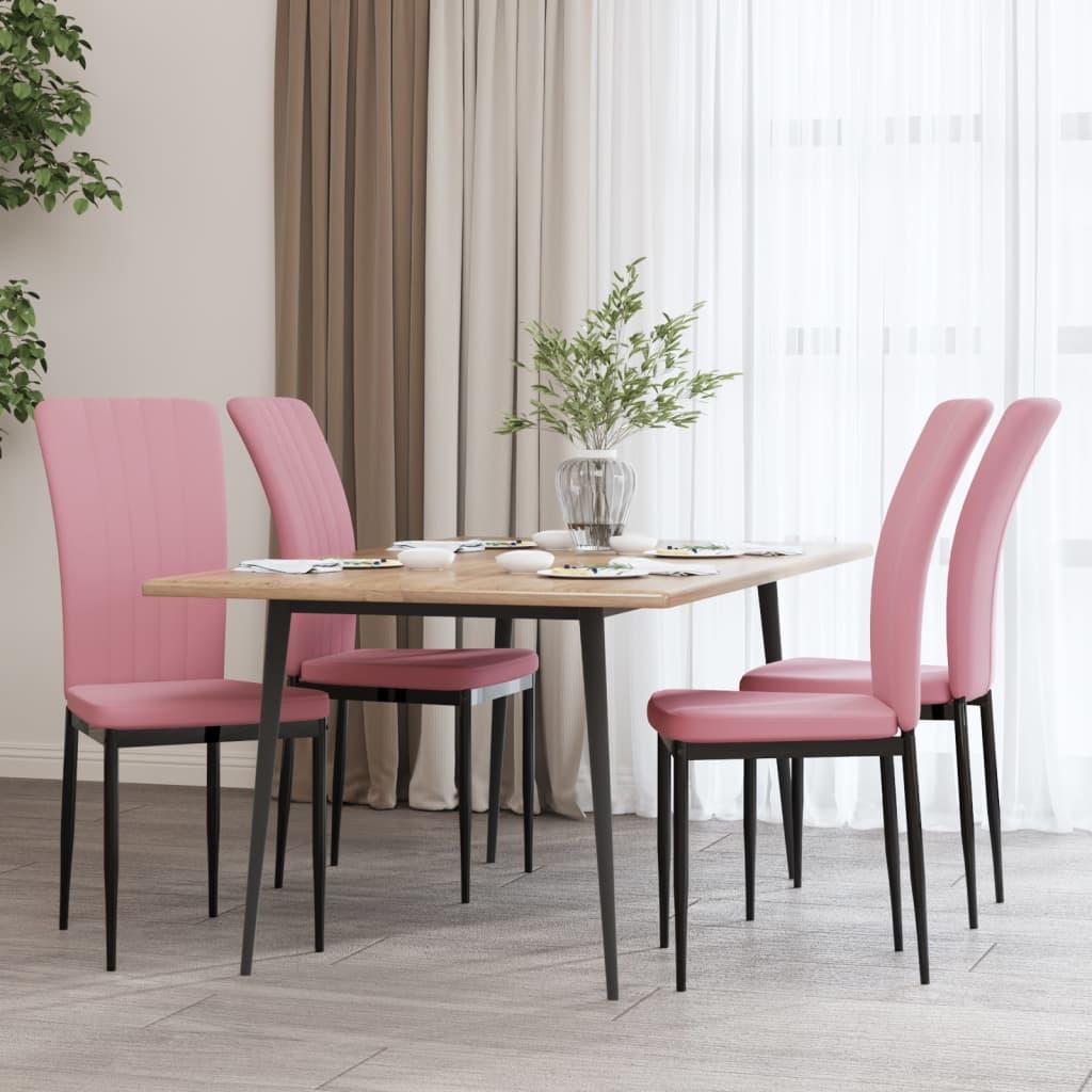 Spisebordsstole 4 stk. velour lyserød