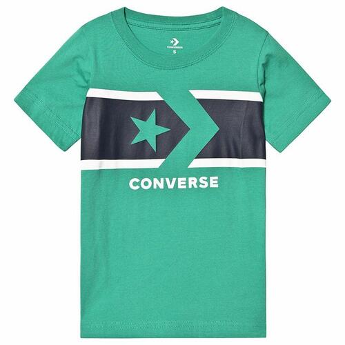 Børne Kortærmet T-shirt Converse Stripe Star Chevron Grøn 8-10 år