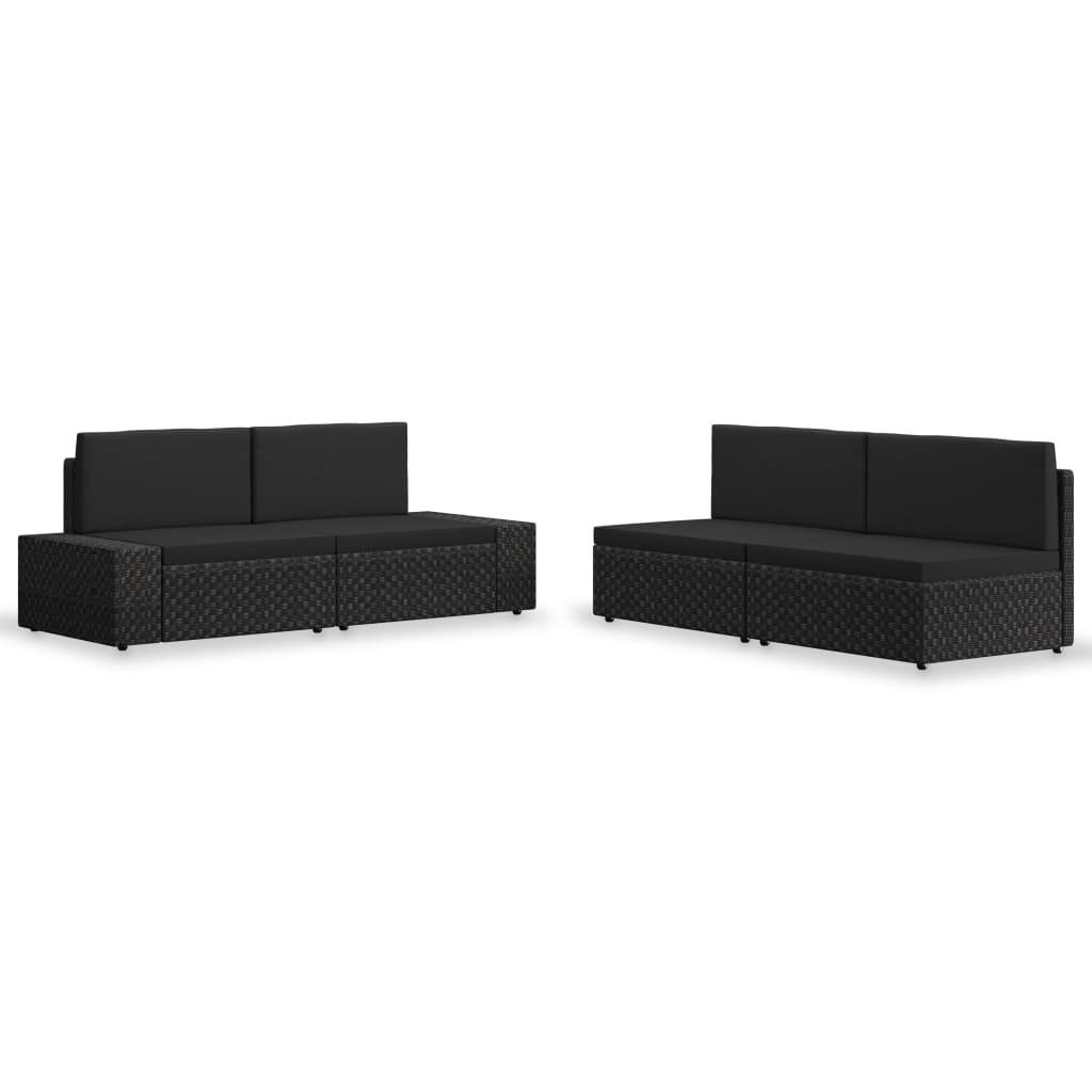 Loungesæt til haven 4 dele polyrattan sort