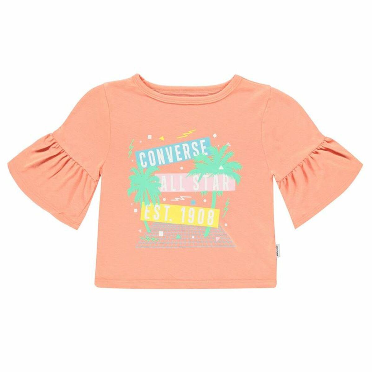 Børne Kortærmet T-shirt Converse Ruffle Laksefarvet 12-13 år