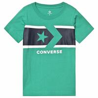 Børne Kortærmet T-shirt Converse Stripe Star Chevron Grøn 10-12 år