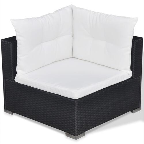 Haveloungesæt 6 dele med hynder polyrattan sort