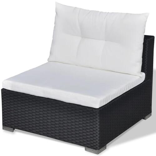 Haveloungesæt 6 dele med hynder polyrattan sort