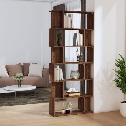 Bogreol/rumdeler 80x24x192 cm konstrueret træ brunt eg