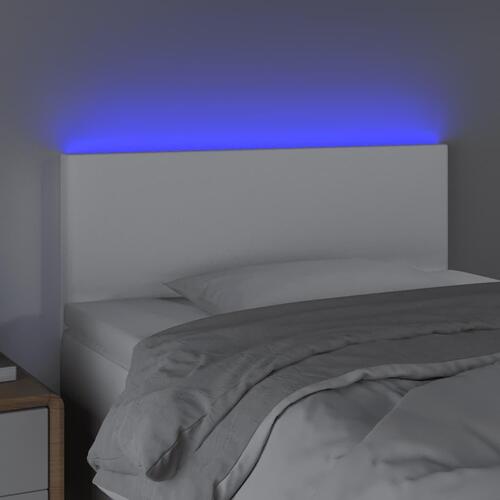 Sengegavl med LED-lys 80x5x78/88 cm kunstlæder hvid