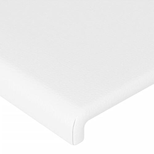 Sengegavl med LED-lys 80x5x78/88 cm kunstlæder hvid
