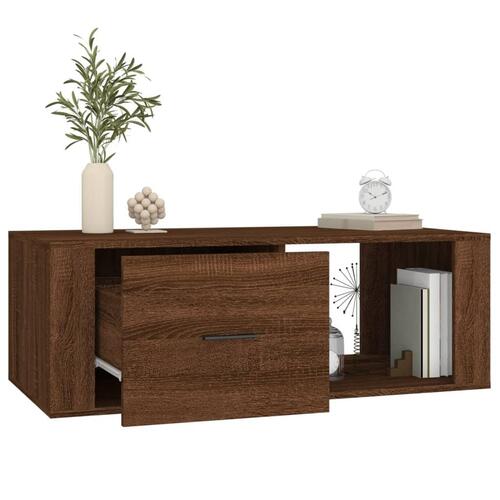 Sofabord 100x50,5x35 cm konstrueret træ brun egetræsfarve