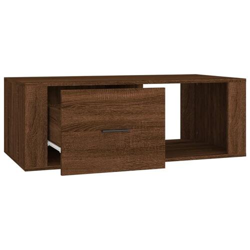 Sofabord 100x50,5x35 cm konstrueret træ brun egetræsfarve