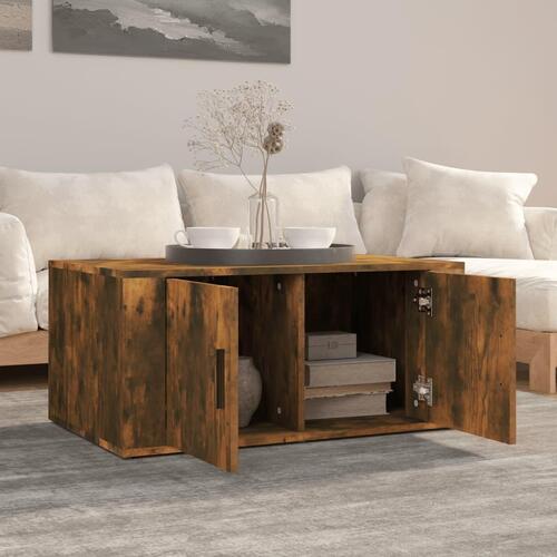Sofabord 80x50x36 cm konstrueret træ røget egetræsfarve