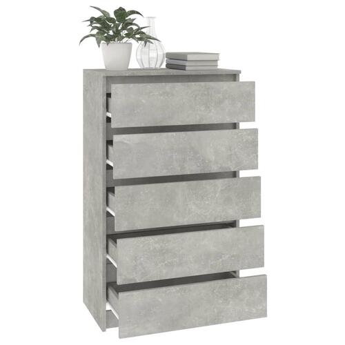 Skuffeskab 60x36x103 cm konstrueret træ betongrå