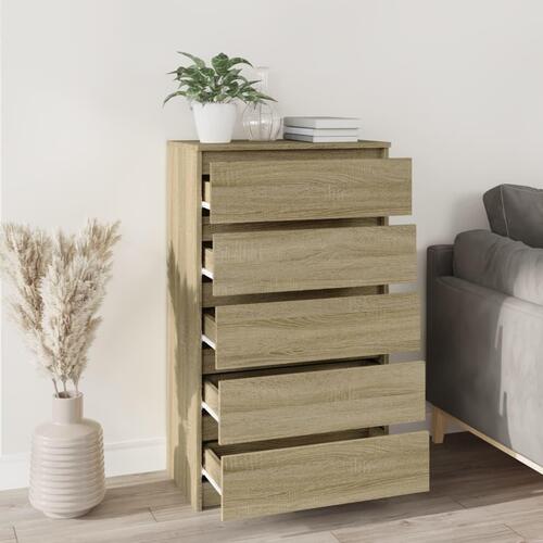 Kommode 60x36x103 cm konstrueret træ sonoma-eg