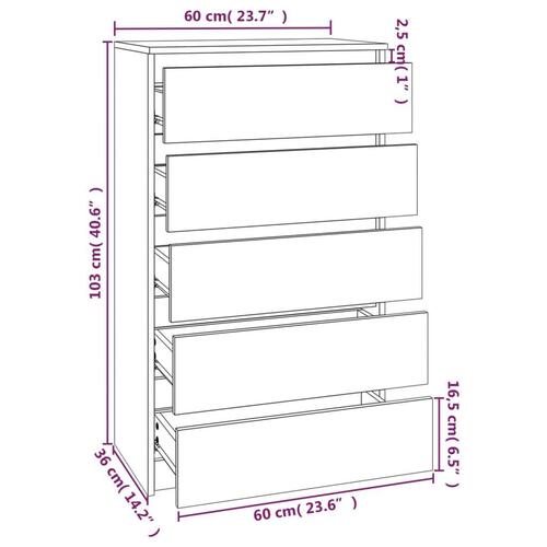 Kommode 60x36x103 cm konstrueret træ sonoma-eg