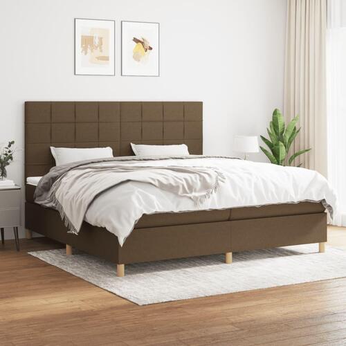 Kontinentalseng med madras 200x200 cm stof mørkebrun