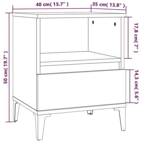 Sengebord 40x35x50 cm betongrå