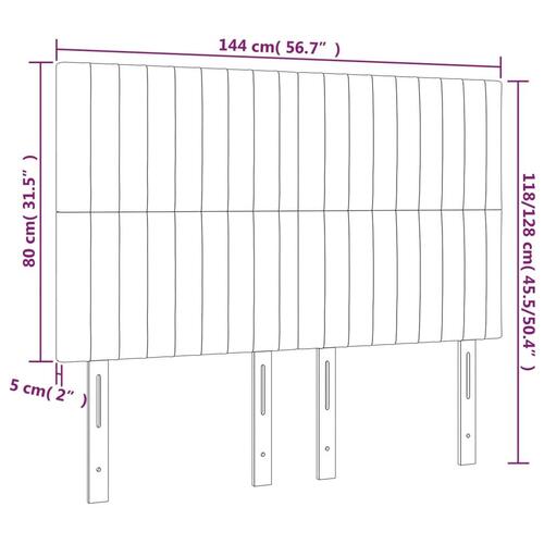 Sengegavl med LED-lys 144x5x118/128 cm fløjl mørkegrøn