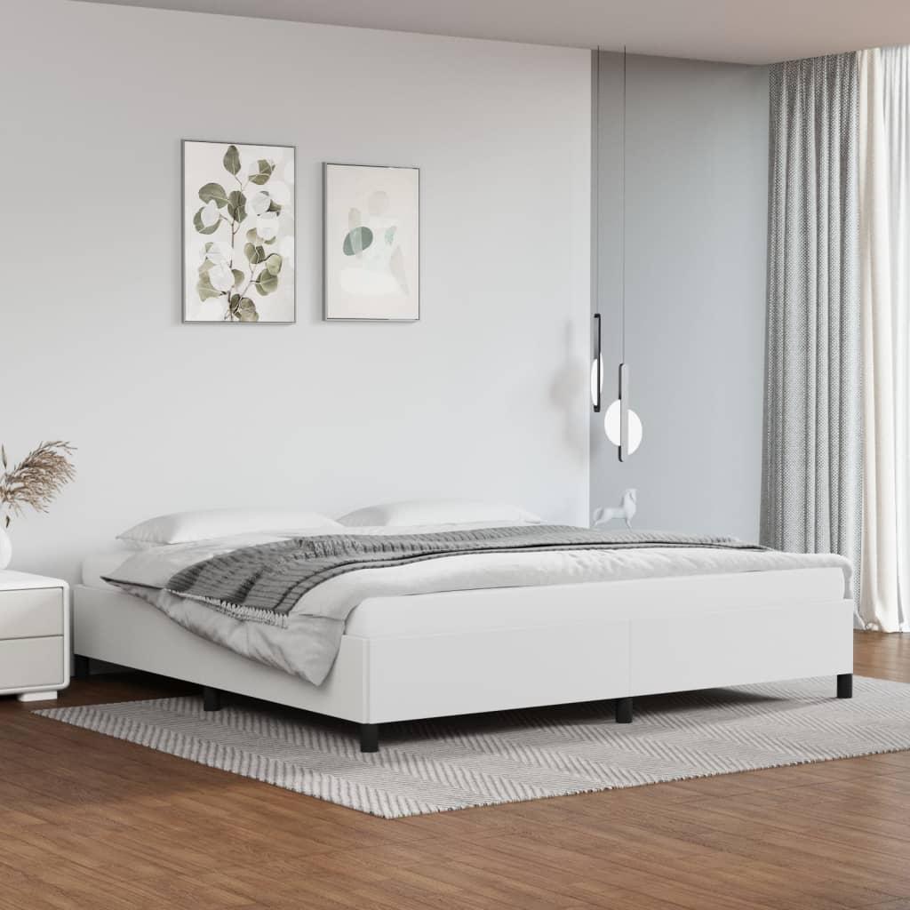 Sengeramme 200x200 cm kunstlæder hvid billede
