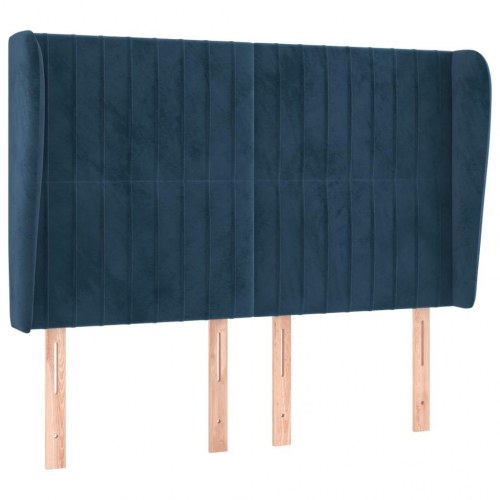 Sengegavl med kanter 147 x 23 x 118/128 cm fløjl mørkeblå