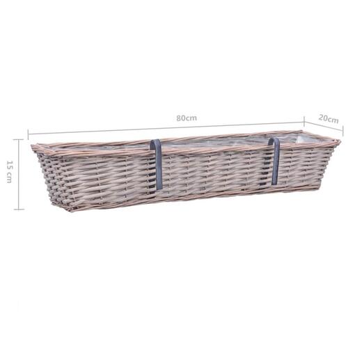 Plantekasse til balkonen 2 stk. kurveflet med PE-foring 80 cm