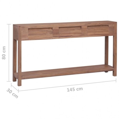 Konsolbord 145x30x80 cm massivt teaktræ