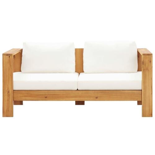 Havesofa med hynde 140 cm massivt akacietræ cremefarvet