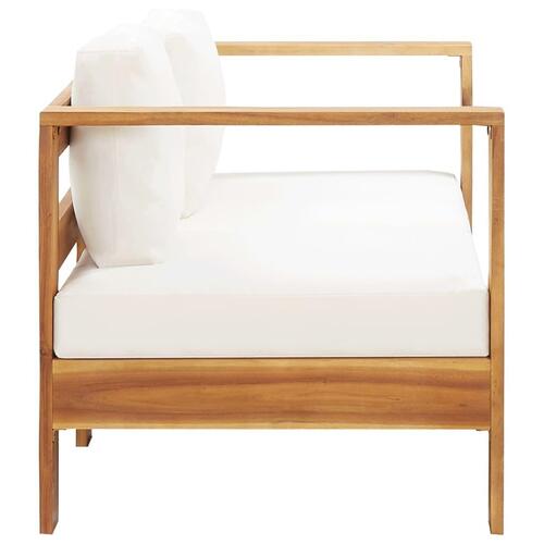 Havesofa med hynde 140 cm massivt akacietræ cremefarvet