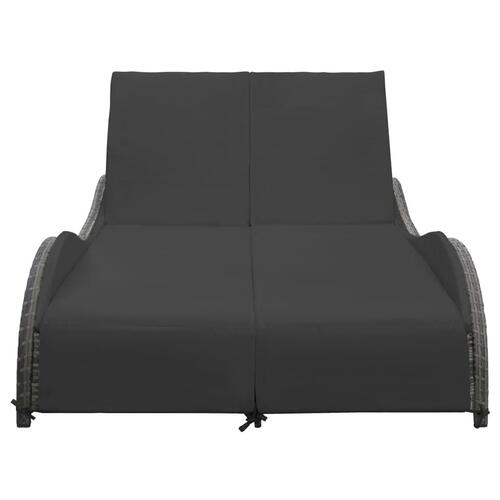 Dobbelt liggestol med hynde polyrattan antracitgrå
