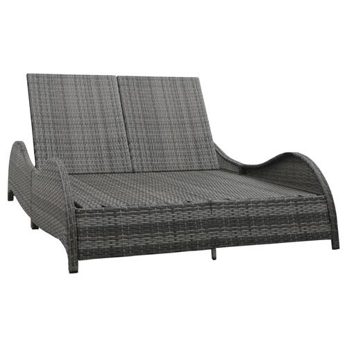 Dobbelt liggestol med hynde polyrattan antracitgrå