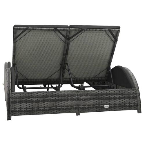 Dobbelt liggestol med hynde polyrattan antracitgrå