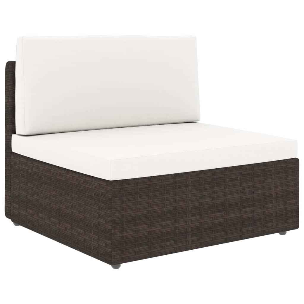 Midtersæde til sofa polyrattan brun