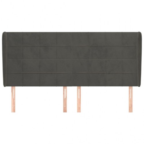 Sengegavl med kanter 203 x 23 x 118/128 cm fløjl - mørkegrå