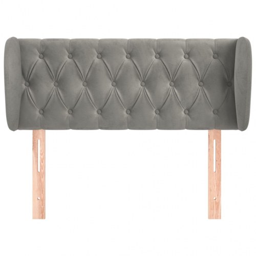 Sengegavl med kanter 103 x 23 x 78/88 cm i fløjl - lysegrå