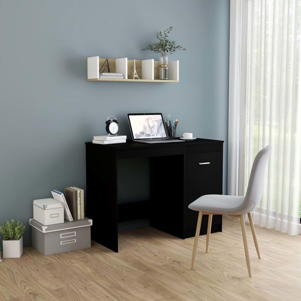 Skrivebord 100x50x76 cm konstrueret træ sort