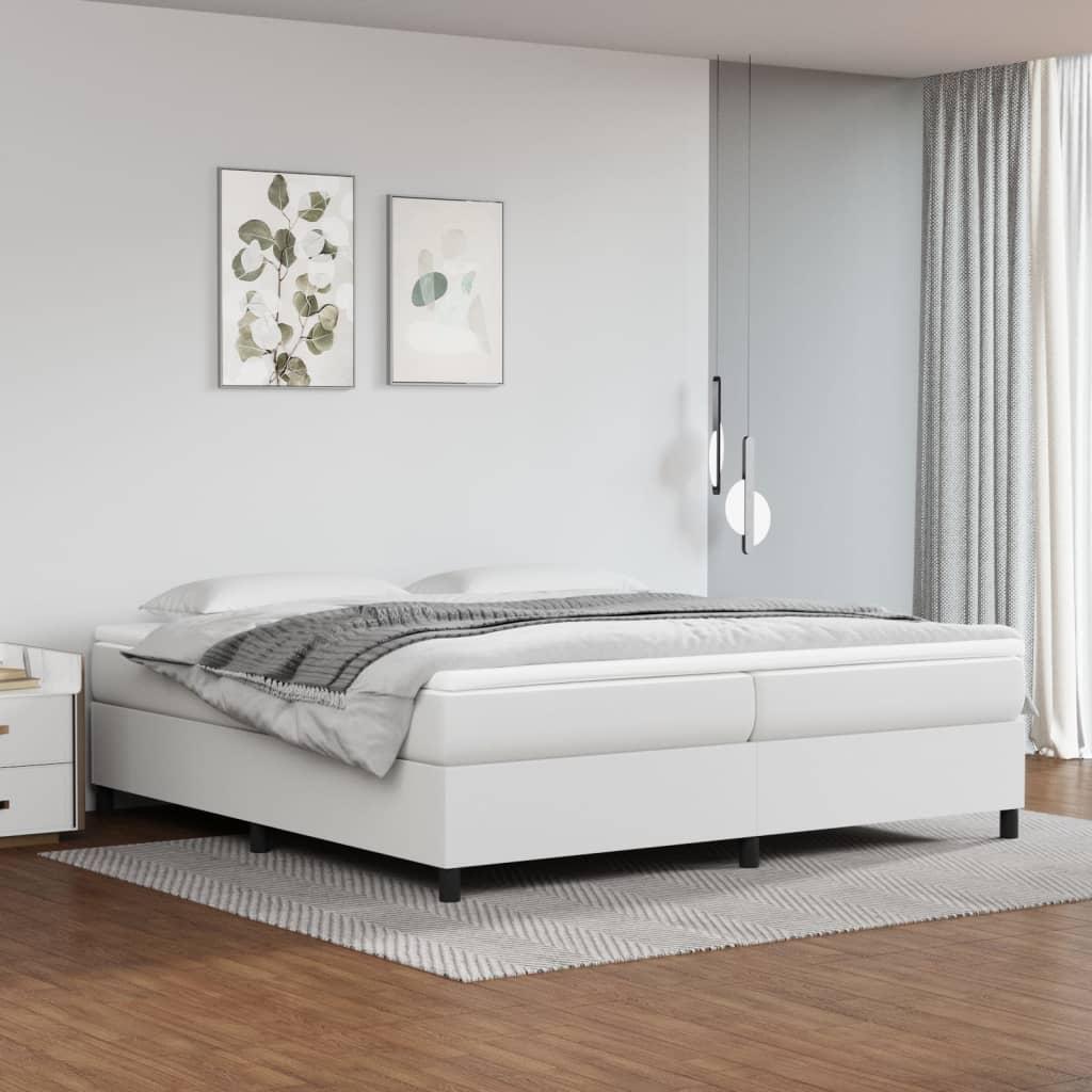 Sengeramme 200x200 cm kunstlæder hvid