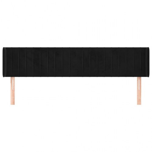 Sengegavl med kanter 203 x 16 x 78/88 cm fløjl - sort