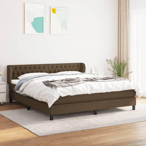 Kontinentalseng med madras 180×200 cm - stof, mørkebrun
