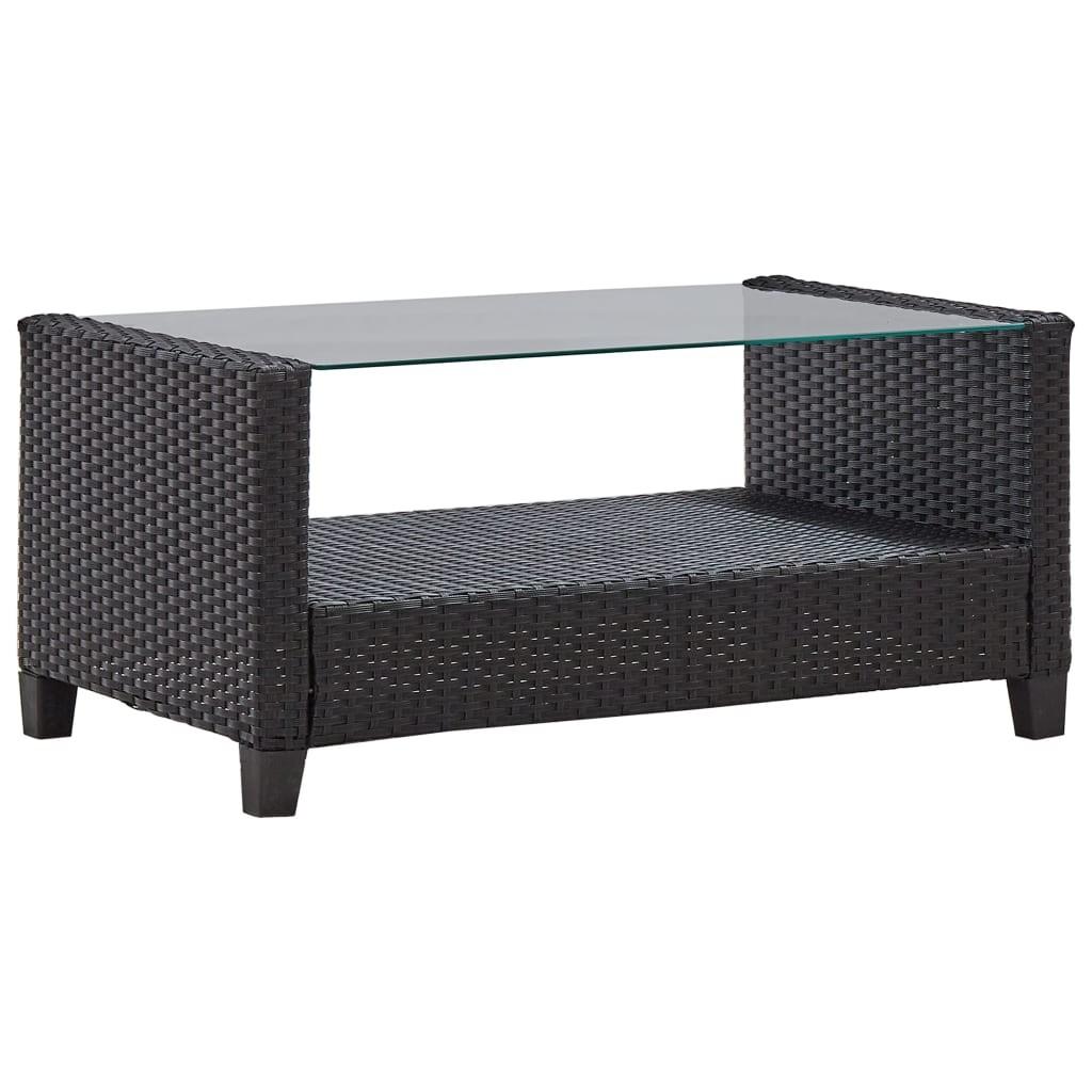 Sofasæt til haven 6 dele med hynder polyrattan sort